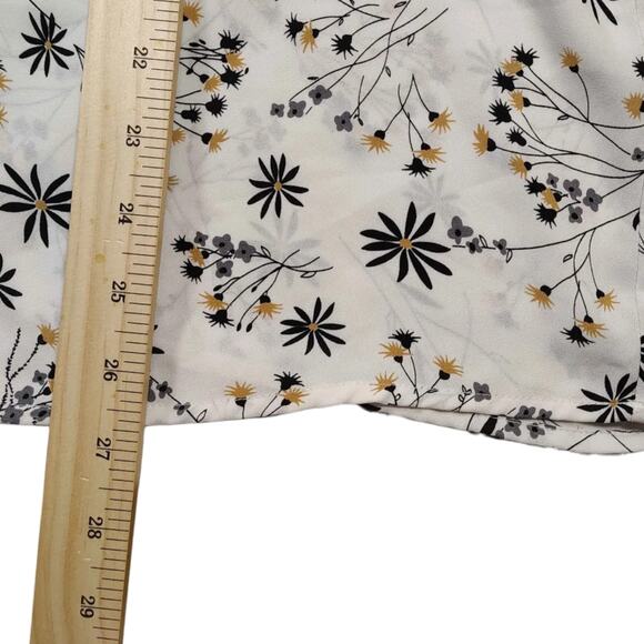 LOFT Women's White Floral Pearl Button Chiffon Sleeveless Blouse Size XL Petite - Picture 6 of 8